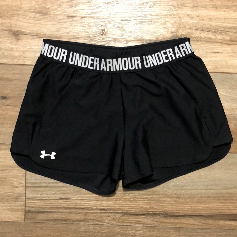 Under Armour athletic shorts for women.